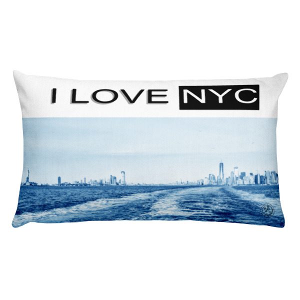 I Love NYC rectangle blue front pillow
