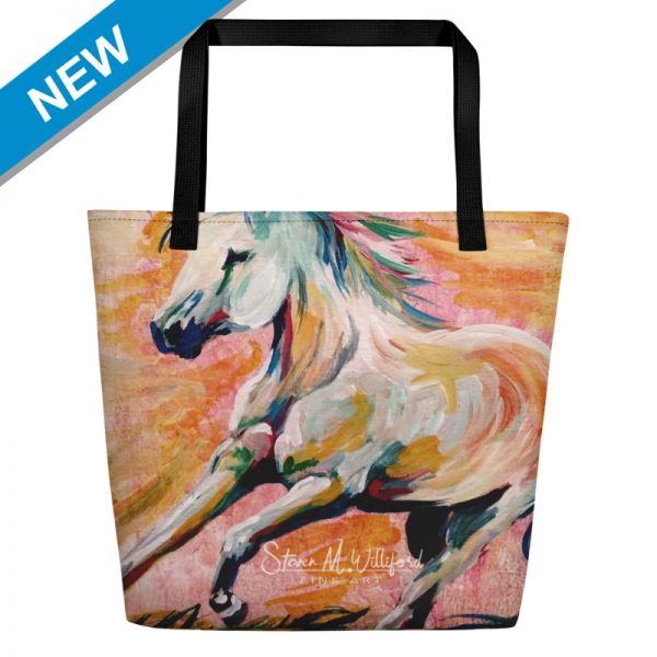 Abstract Watercolor Horse Pink mockup Front NEW TAG